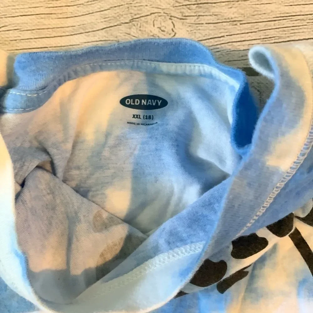 Old Navy blue tie-dye smiley face tie top-Girls XXL